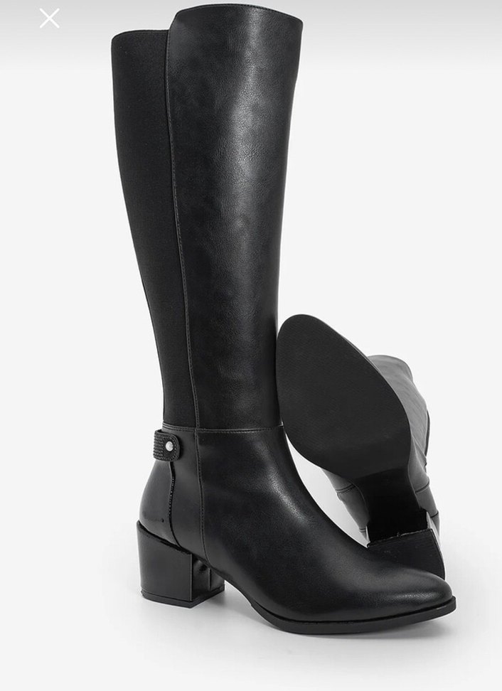 Marjin Siyah Deri Tokalı Dizüstü Kadın Çizme - Görsel 3