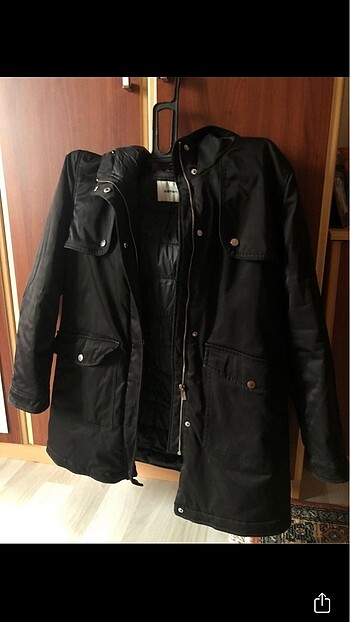 44 Beden Siyah Parka Mont
