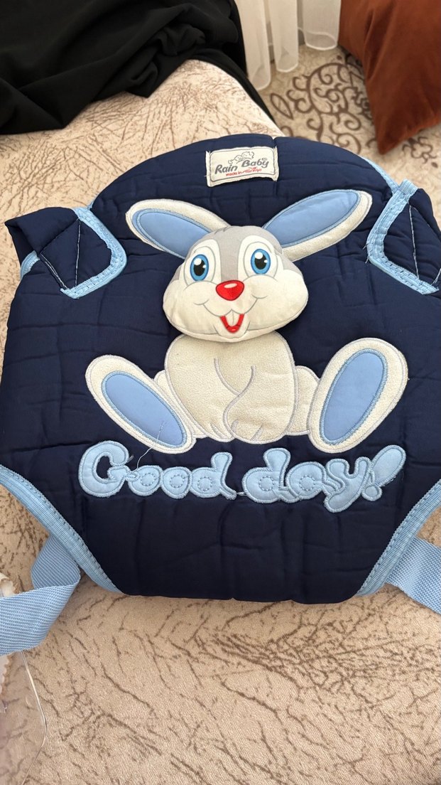 Mavi Tavşan Desenli Bebek Kanguru - Görsel 3