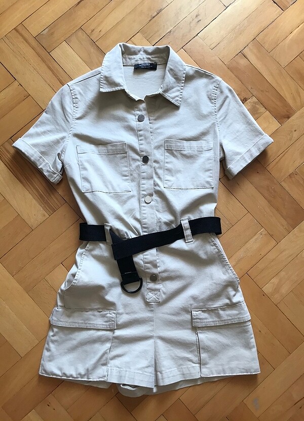 Bershka Bej Kısa Tulum XS - Görsel 3