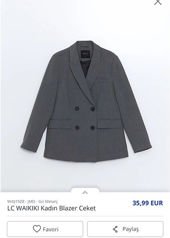 s Beden gri Renk LC Waikiki Gri Melanj Kadın Blazer Ceket