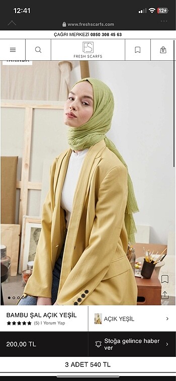 freshscarf bambu açık yesil şal