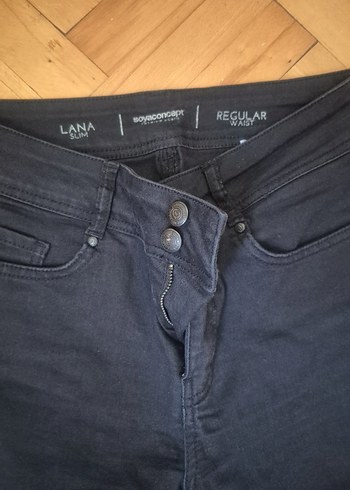 38 Beden Kadın siyah Regular Fit Denim Jean