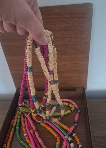 Uzun Renkli Boncuklu Bohem Kadın Kolyesi - Görsel 2