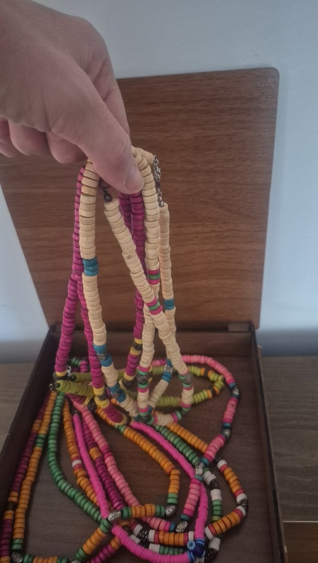 Uzun Renkli Boncuklu Bohem Kadın Kolyesi - Görsel 2