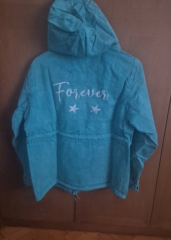 Düğmeli Mavi Denim Kadın Ceket - Görsel 10