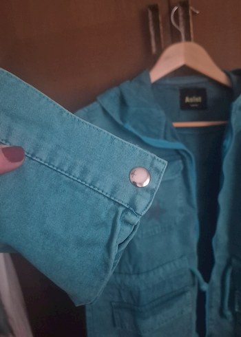 Düğmeli Mavi Denim Kadın Ceket - Görsel 4