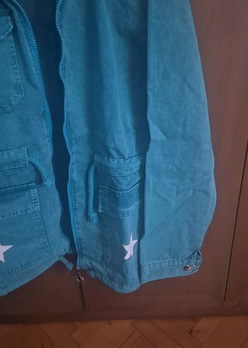 Düğmeli Mavi Denim Kadın Ceket - Görsel 5