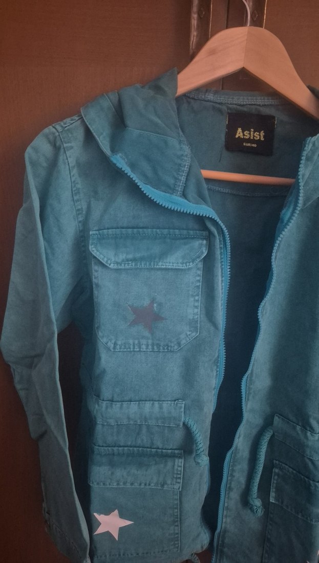 Düğmeli Mavi Denim Kadın Ceket - Görsel 2