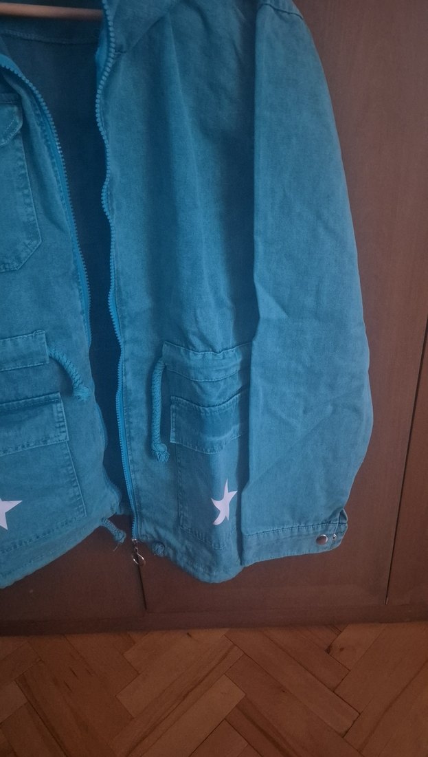 Düğmeli Mavi Denim Kadın Ceket - Görsel 5