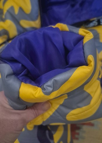 Sarı Gri Batik Desenli Kadın Midi Kaban - Görsel 14