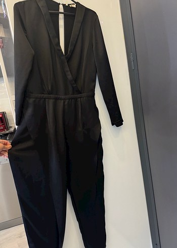 Kadın Siyah Uzun Kollu Kuşaklı Tulum - Görsel 2