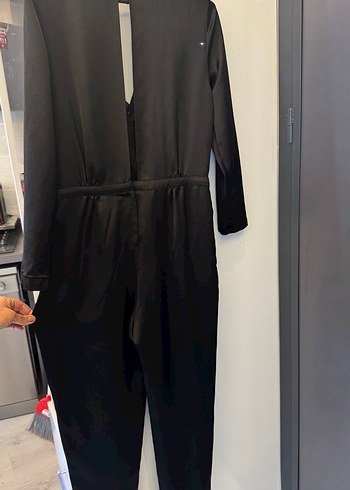 Kadın Siyah Uzun Kollu Kuşaklı Tulum - Görsel 3