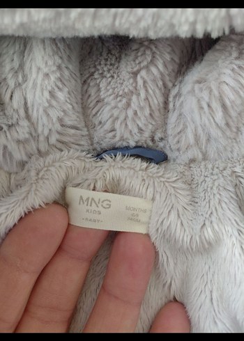 Mavi Peluş Bebek Kar Tulumu Kapüşonlu - Görsel 4