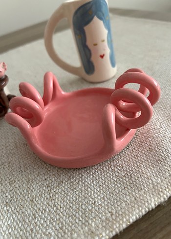 Pembe Renkli Seramik Kupa ve Tabak Seti - Görsel 5