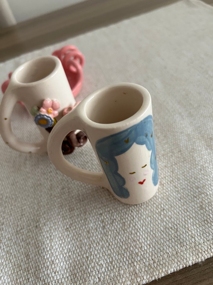 Pembe Renkli Seramik Kupa ve Tabak Seti - Görsel 3