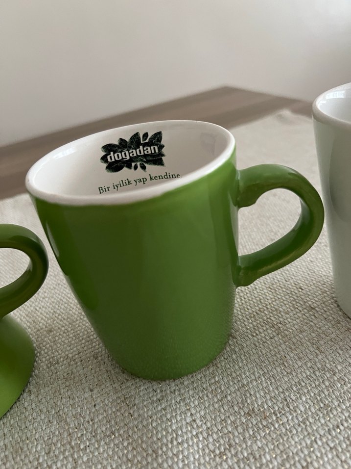 Renkli Yeşil Seramik Kupa Seti - Görsel 3