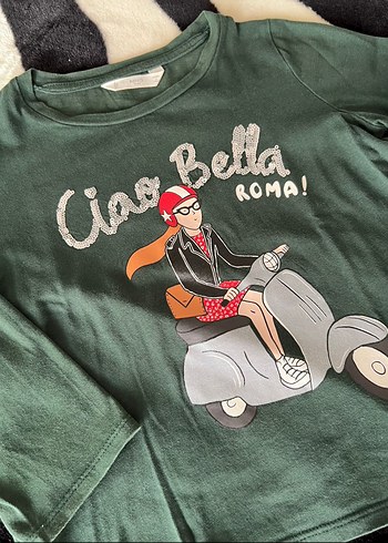 Kemerli Kız Çocuk Geniş Kesim Haki Pantolon - Görsel 8