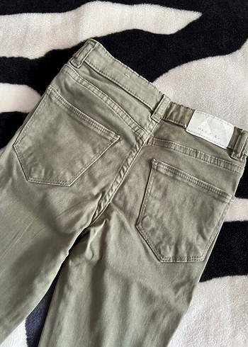 Kemerli Kız Çocuk Geniş Kesim Haki Pantolon - Görsel 6