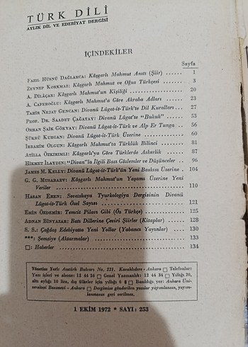 Divanü Lûgat-it-Türk Özel Sayısı Kitap