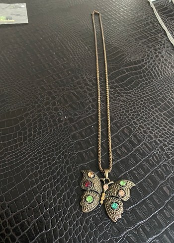 Uzun Zincirli Kelebek Desenli Bohem Kolye - Görsel 2