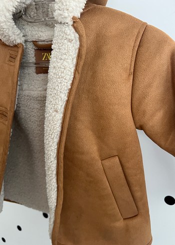 Zara Kürklü Kahverengi Erkek Çocuk Süet Kaban - Görsel 4