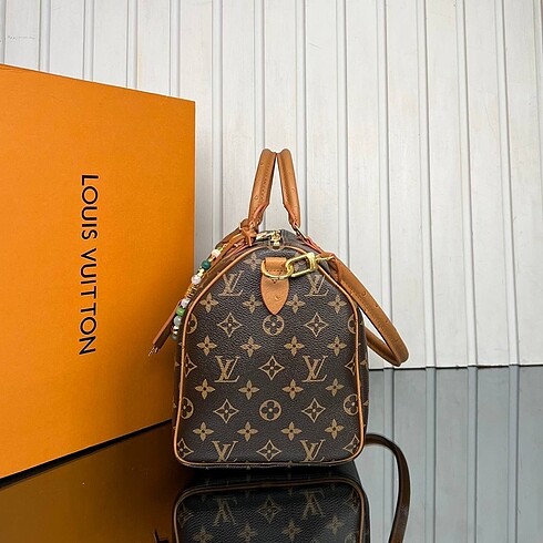 Beden kahverengi Renk Louis Vuitton Speedy Soft 30 cm Boho with Ostrich Leather