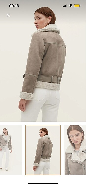 İçi suni kürklü Biker ceket - Görsel 2