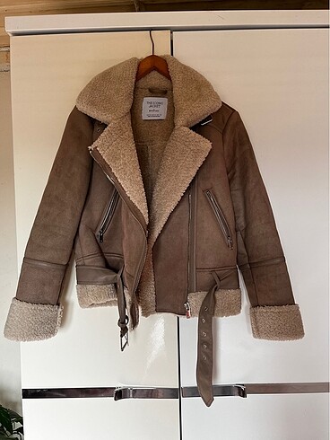 İçi suni kürklü Biker ceket - Görsel 7