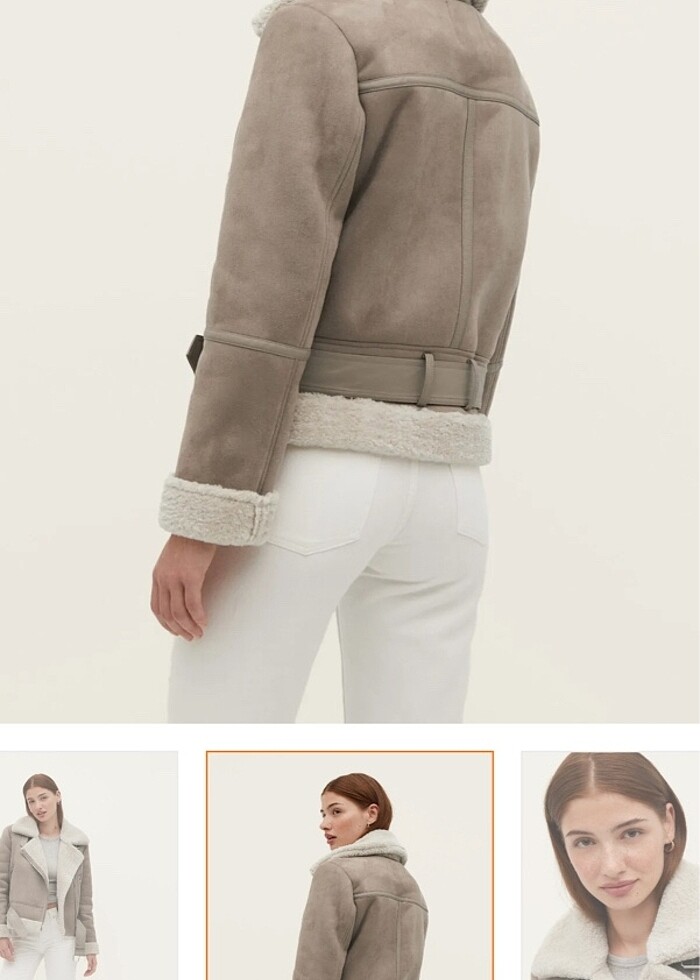 İçi suni kürklü Biker ceket - Görsel 2