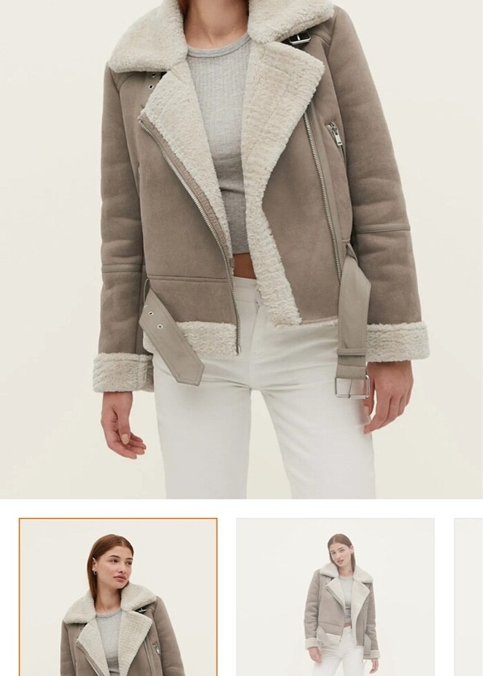 İçi suni kürklü Biker ceket - Görsel 3