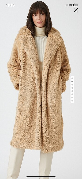 Koton KOTON oversize peluş kaban
