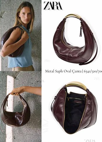 Zara Metal Saplı Oval Deri Çanta