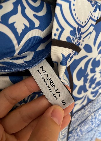 Uzun Kollu Mavi Bohem Kadın Mayo - Görsel 2