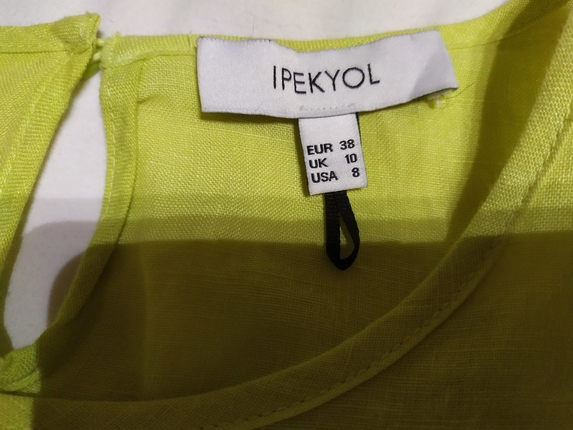 36 Beden yeşil Renk Keten elbise