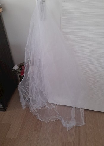 İşlemeli Taşlı Straplez Beyaz gelinlik - Görsel 17