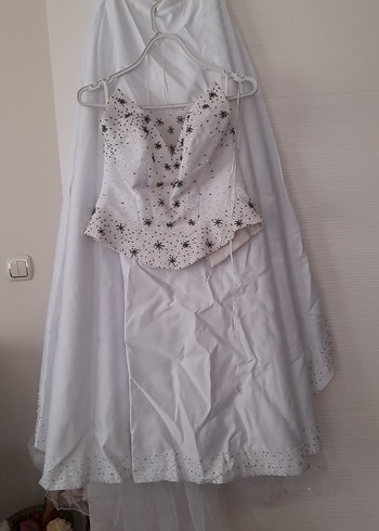 İşlemeli Taşlı Straplez Beyaz gelinlik - Görsel 16