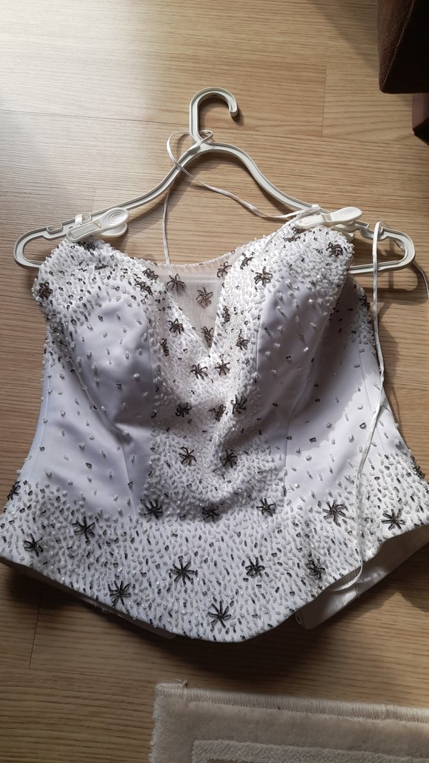 İşlemeli Taşlı Straplez Beyaz gelinlik - Görsel 2