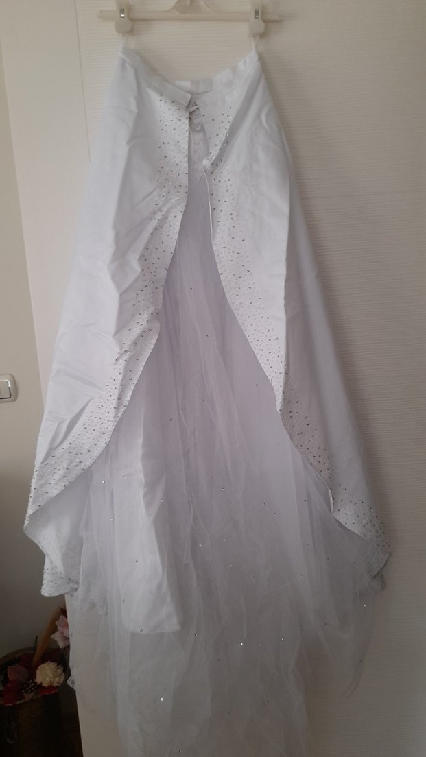 İşlemeli Taşlı Straplez Beyaz gelinlik - Görsel 3