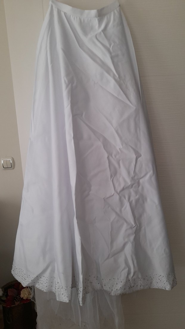 İşlemeli Taşlı Straplez Beyaz gelinlik - Görsel 5