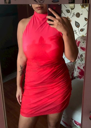ZARA Pembe Drapeli Strappy Midi Elbise