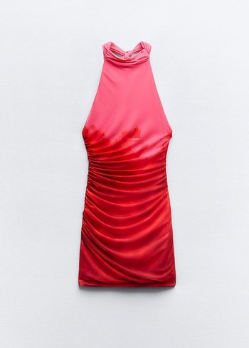 38 Beden ZARA Pembe Drapeli Strappy Midi Elbise