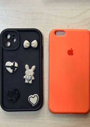 Parlak Turuncu ve ıphone 11 Siyah Telefon Kılıfı Seti