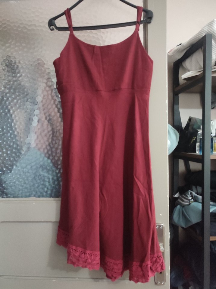 Şile bezi İp Askılı Midi Elbise - Görsel 2