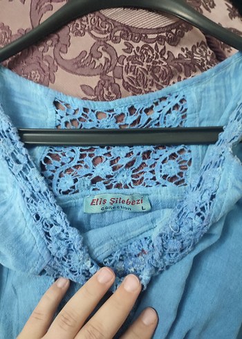 Mavi Nakışlı Bohem Midi Elbise - Görsel 3