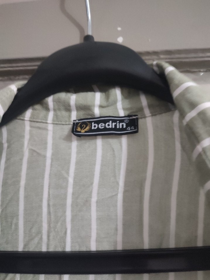 Yeşil Uzun Kollu Salaş Keten Gömlek - Görsel 2