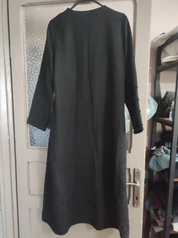 Uzun Siyah Kadın Kaban - Görsel 2