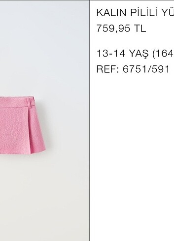 Zara ZARA KIDS PEMBE YÜN ETEK