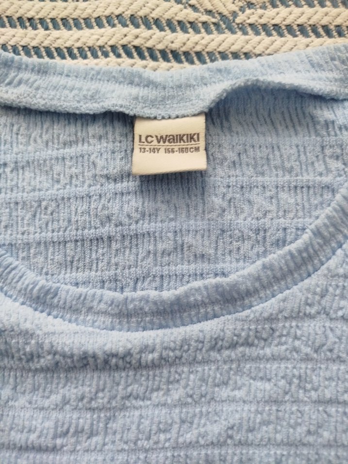 Nakışlı Mavi Kız Çocuk Kısa Kollu Tişört - Görsel 2