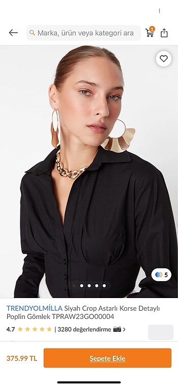 Trendyolmilla Siyah crop korse detaylı poplin gömlek